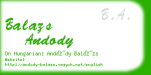 balazs andody business card